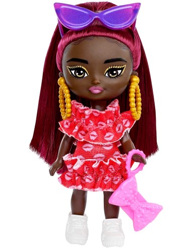 Barbie - Barbie Extra Mini Minis, Bambola con capelli bordeaux