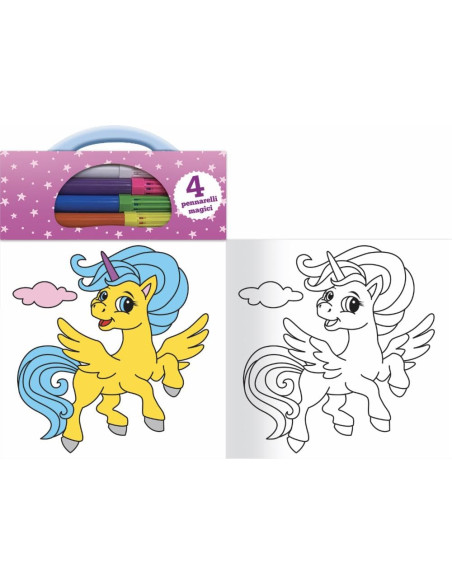 Giunti - Colora gli unicorni con i pennarelli magici. Unicorni, fate, gnomi, streghe e tanto altro ancora! 