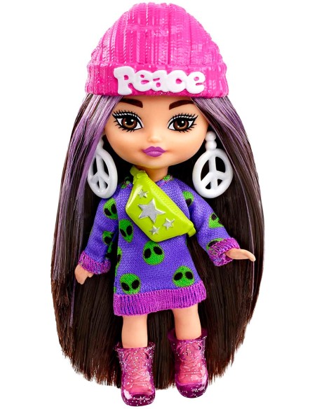 Barbie - Barbie Extra Mini Minis, Bambola con capelli castani 