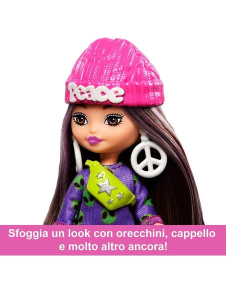 Barbie - Barbie Extra Mini Minis, Bambola con capelli castani 