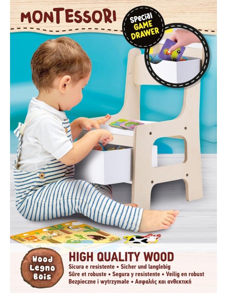 Montessori Wood Toy Box Chair