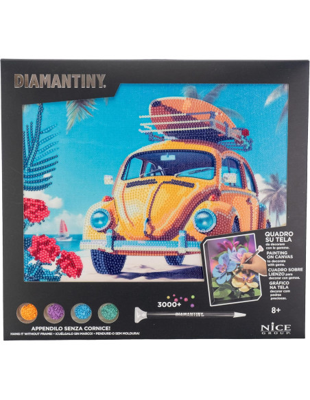 Diamantiny quadro maggiolino giallo retro