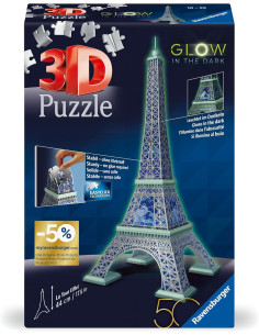 50° anniversario: Torre Eiffel Glow in the Dark 3D puzzle