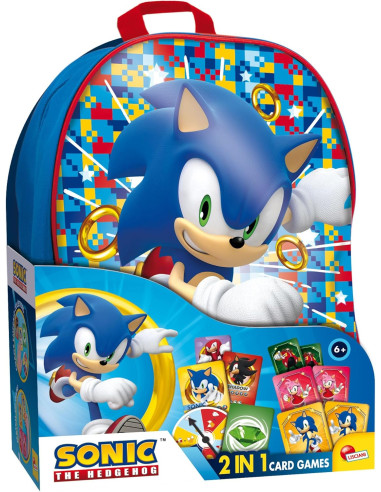 Lisciani - Sonic 2 in 1 Card Games in a Backpack