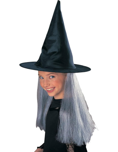 Cappello strega con capelli per bambini