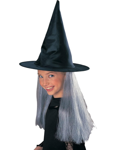 Cappello strega con capelli per bambini