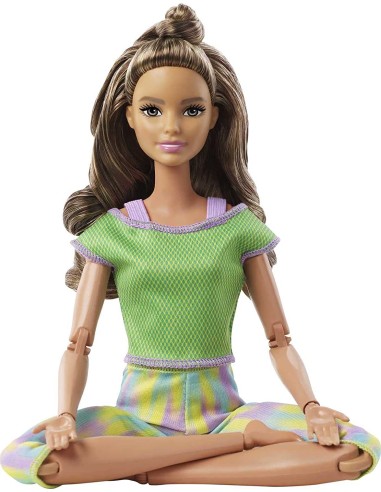 Barbie Bambola Snodata Castana chiara abito verde