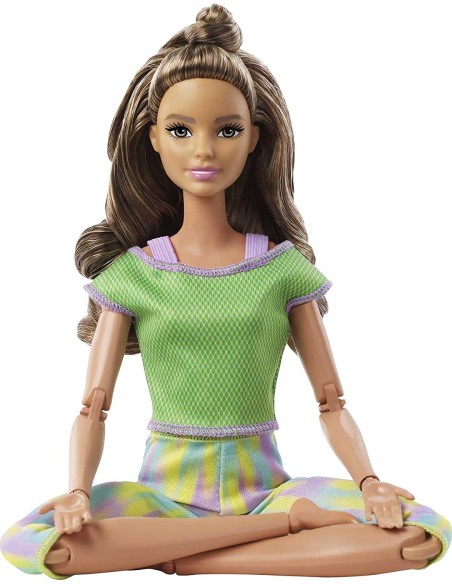 Barbie Bambola Snodata Castana chiara abito verde