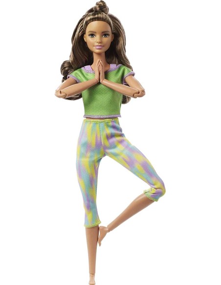 Barbie Bambola Snodata Castana chiara abito verde