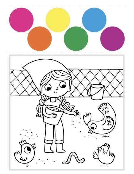 Giunti - Colora la fattoria. Colori magici. Ediz. illustrata. Con pennello