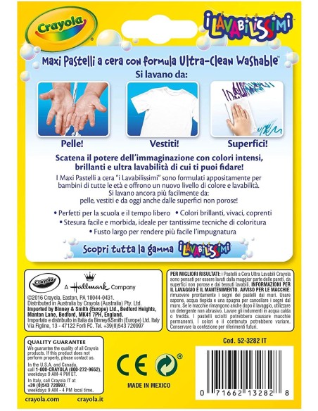 Pastelli a cera ultra lavabili 8 maxi 