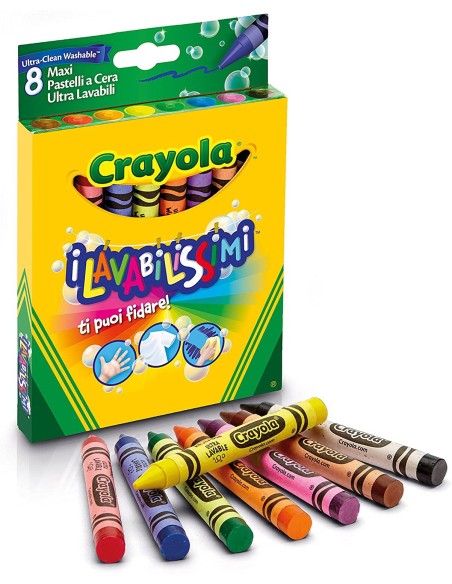 Pastelli a cera ultra lavabili 8 maxi 