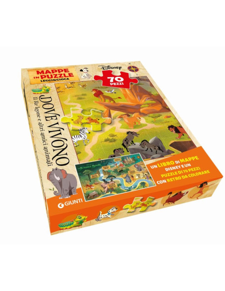 Giunti - Libro Puzzle, Dove vivono il Re Leone e altri amici animali