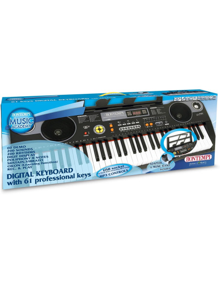 Bontempi - Tastiera digitale 61 tasti a passo professionale con USB