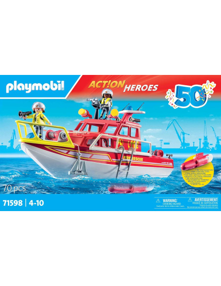 Playmobil - Barca di vigili del fuoco