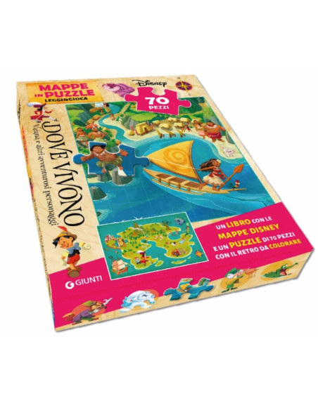 Giunti - Dove vivono Vaiana e altri amici d’avventura. Mappe in puzzle.