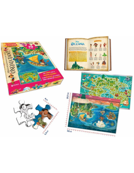 Giunti - Dove vivono Vaiana e altri amici d’avventura. Mappe in puzzle.