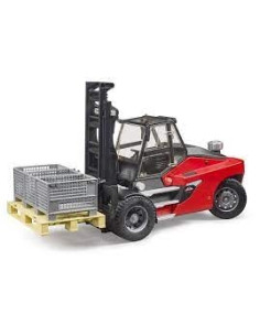 Bruder - Linde HT160 muletto con pallet e 3 ceste