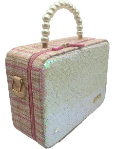 Girabrilla - Maxi Valigetta Make Up in Tweed Bianca