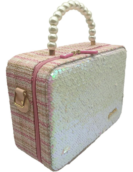 Girabrilla - Maxi Valigetta Make Up in Tweed Bianca