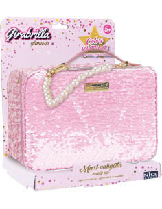 Girabrilla - Maxi Valigetta Make Up in Tweed Rosa
