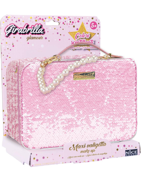 Girabrilla - Maxi Valigetta Make Up in Tweed Rosa
