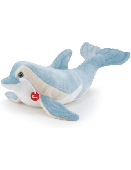Trudi- Delfino Dino Peluche, Colore Azzurro/Bianco, L, 26725