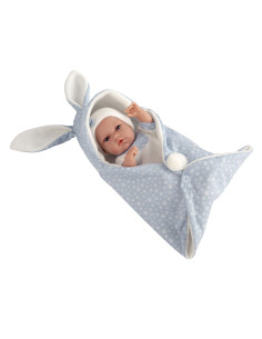 Bebè 33 cm coperta c/orecchie azzurro