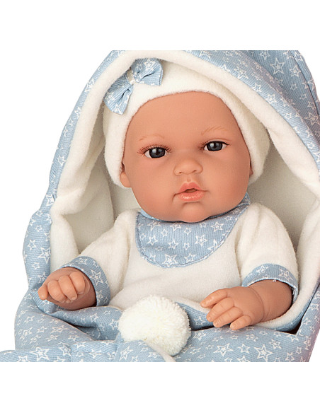Bebè 33 cm coperta c/orecchie azzurro