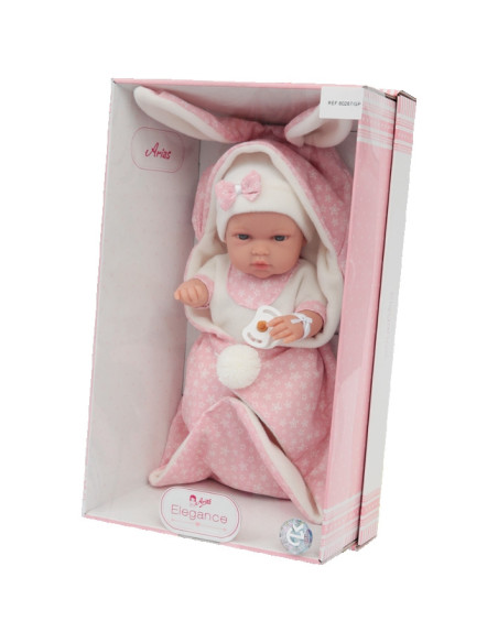 Bebè 33 cm coperta c/orecchie rosa