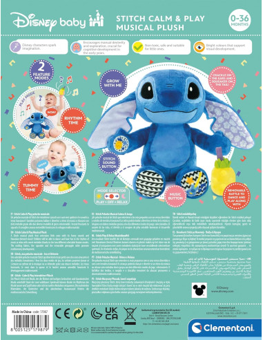 Clementoni - Peluche Musicale Disney Stitch 