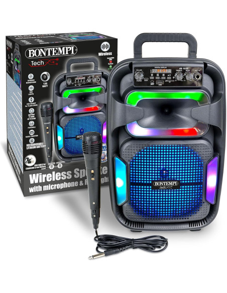 Bontempi - Amplificatore Wireless con microfono effetti luminosi  e eco + regolatore alti e bassi
