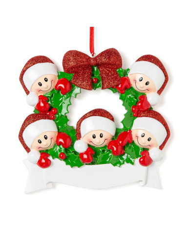 Ghirlanda con fiocco rosso per 5