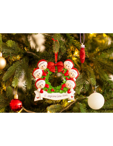 Ghirlanda con fiocco rosso per 6