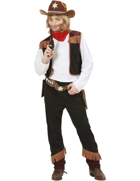 Cowboy camicia con gilet, pantaloni, bandana 5/7 anni