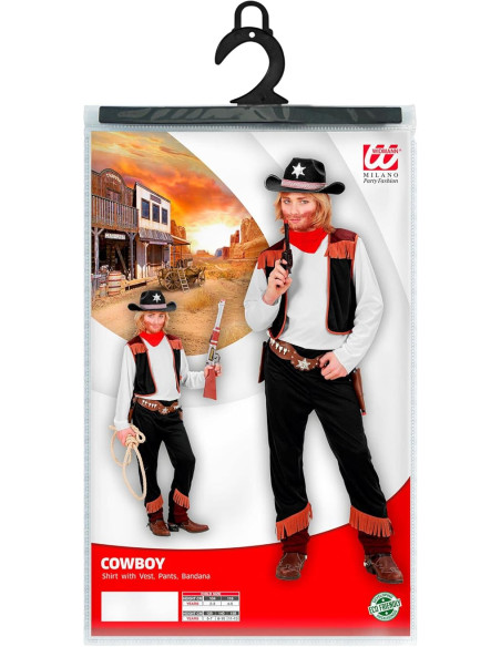 Cowboy camicia con gilet, pantaloni, bandana 8/10 anni
