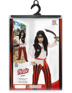 Pirata camicia con gilet, pantaloni, cintura e copricapo...