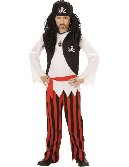 Pirata camicia con gilet, pantaloni, cintura e copricapo 4/5 anni