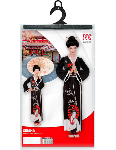 Geisha kimono, cintura, bacchette Tg S