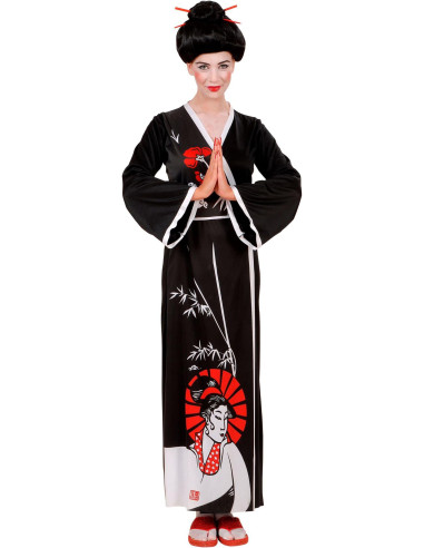 Geisha kimono, cintura, bacchette Tg M