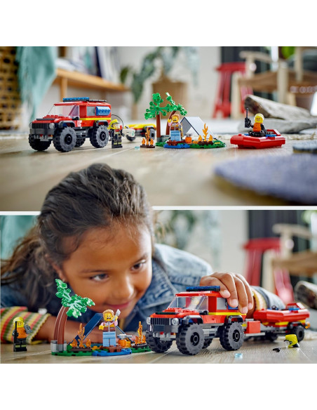 Lego City Fire - Fuoristrada antincendio e gommone di salvataggio