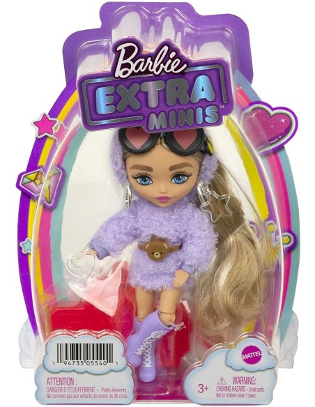 Barbie Extra Mini Con felpa lilla e cintura Orsacchiotto