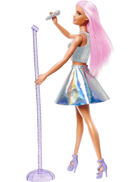Barbie Carriere - Pop Star, bambola con top argentato e gonna irridescente