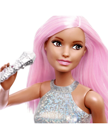 Barbie Carriere - Pop Star, bambola con top argentato e gonna irridescente