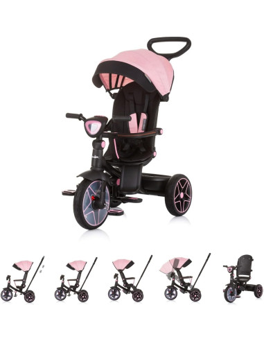 Triciclo con cappottina "Derby" flamingo