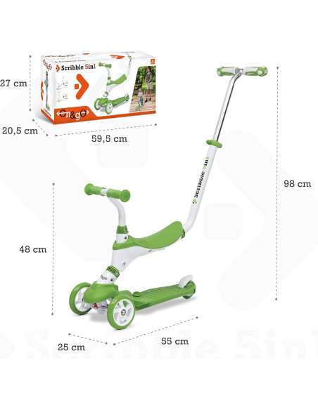Scribble Monopattino 5 in 1 Black/Green