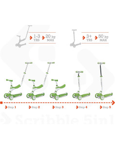 Scribble Monopattino 5 in 1 Black/Green 2