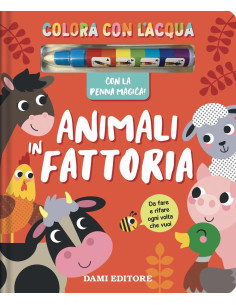 Colora con l'acqua gli animali della fattoria