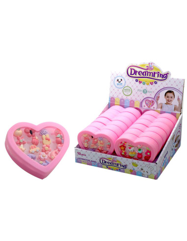 Cofanetto Cuore con 16 anelli