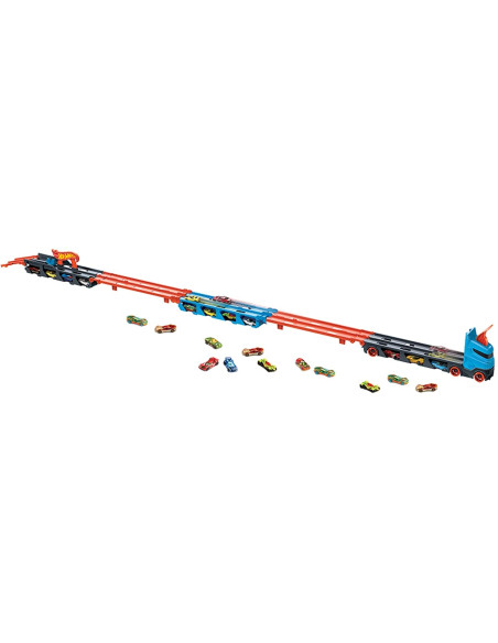 Hot Wheels 2in1 Camion Trasportatore e Pista con 3 Macchinine